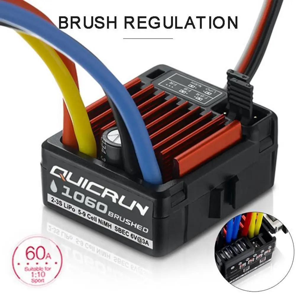 1pcs Quic Run 1060 60A Brushed Controller RC For 1:10 Speed ESC Electronic Waterproof Car
