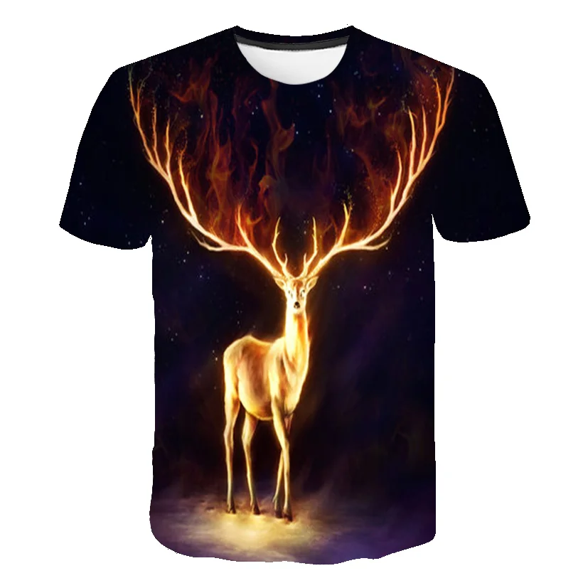 

New Men's T Shirt 3D Printed Animal Deer T Shirt Short Sleeve Fun Casual Top T Shirt Men T Shirt Top