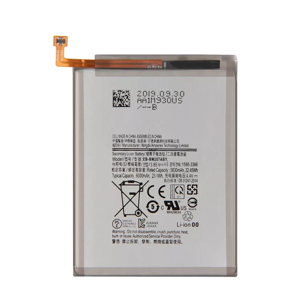 

Replacement Battery EB-BM207ABY For SAMSUNG Galaxy M30s SM-M3070 M3070 M21 M31 M215 Rechargeable Phone Battery 6000mAh