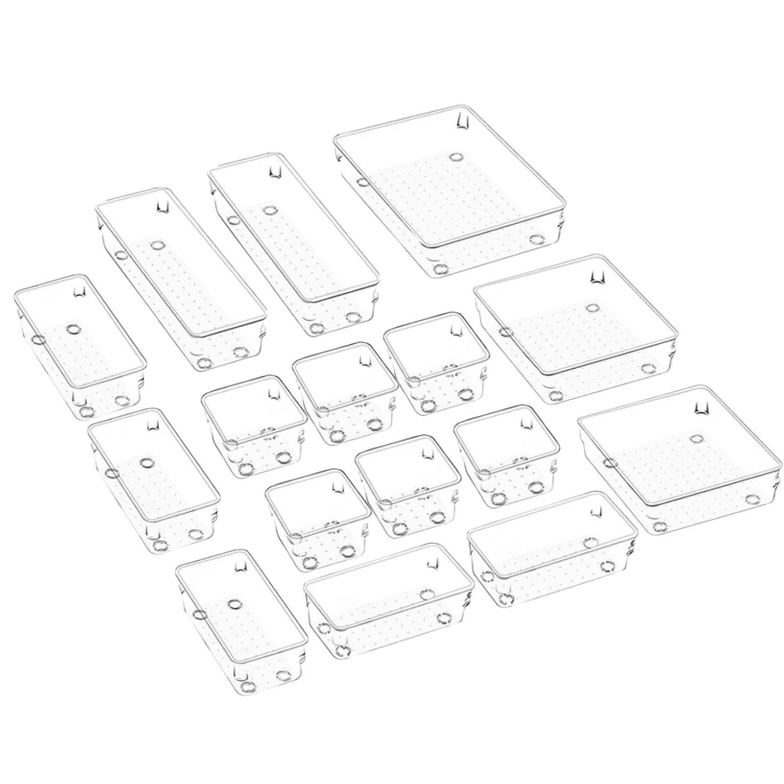 

16PCS Separate Makeup Drawers Organizer Non-Slip Drawer Organizer Transparent Drawer Insert Storage Box