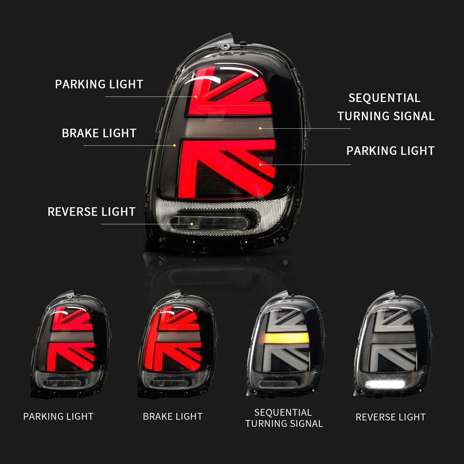 Архаичный светодиодный задний фонарь для MINI Cooper F55 F56 F57 2014-UP Coopers JCW Union Jack