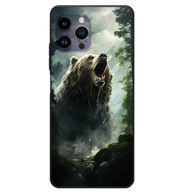 Силиконовый чехол с коричневым медведем для iPhone 15 16 14 13 12 11 Pro Max Plus Mini SE 2022 2020