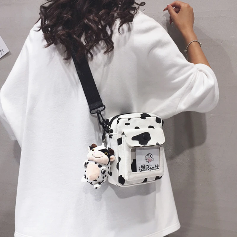 

Canvas Shoulder Bags for Women Cute Small Bag for Girls Cartoon Mini Bag with A Long Strappurse Crossbody with Zipper and Pocket