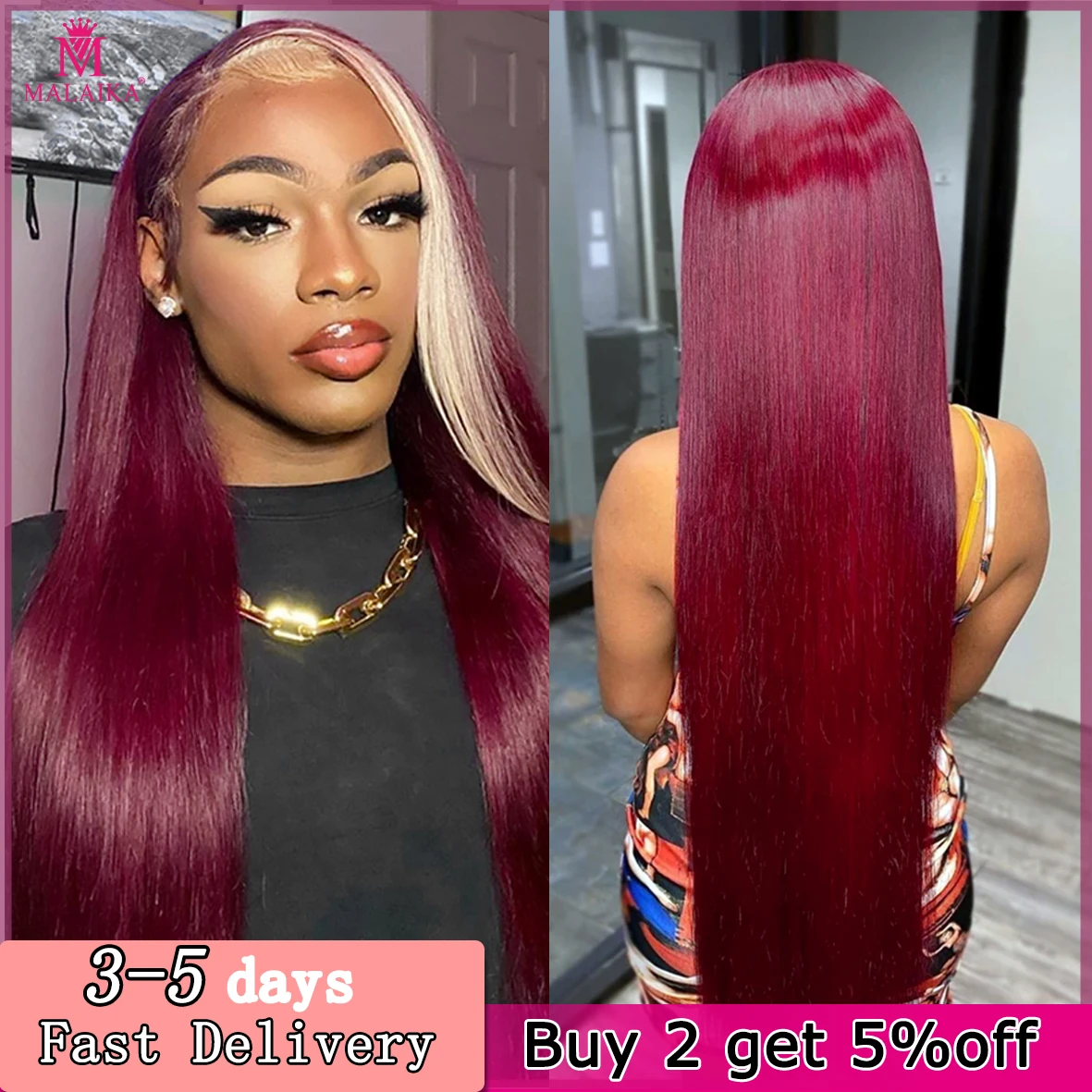 Burgundy 99j Red With 613 Blonde Stripe Lace Front Wig Pre Plucked 13x4 Lace Frontal Human Hair Highlight Wigs For Black Women