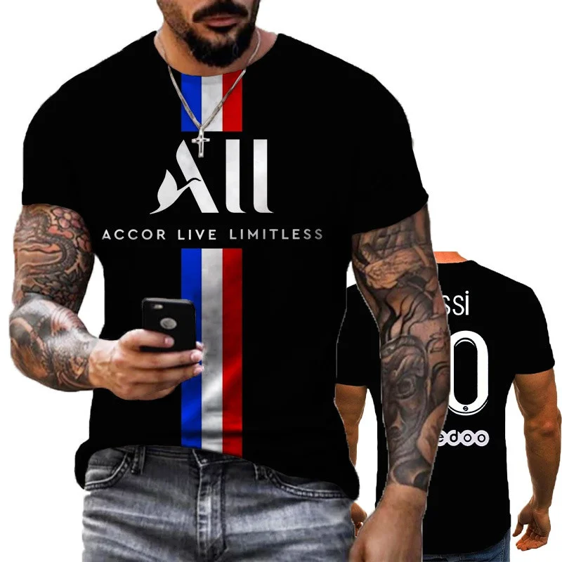 

Men's Top Fashion Summer New Paris Fans Men's Round Neck Short-sleeved Oversized T-shirt Loose Daily Clothing