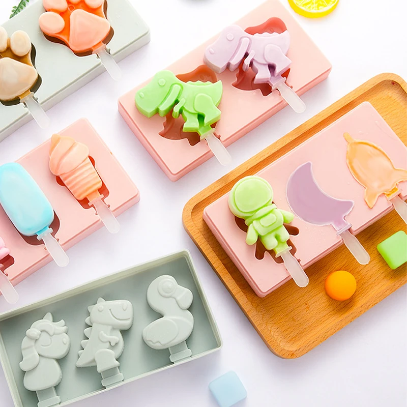 

3 Ice Cream Boll Silicone Mold Frozen Whiskey Maker Popsicle Cube Moulds Tray Box Lollipop Making Home Handmade Kitchen Tools