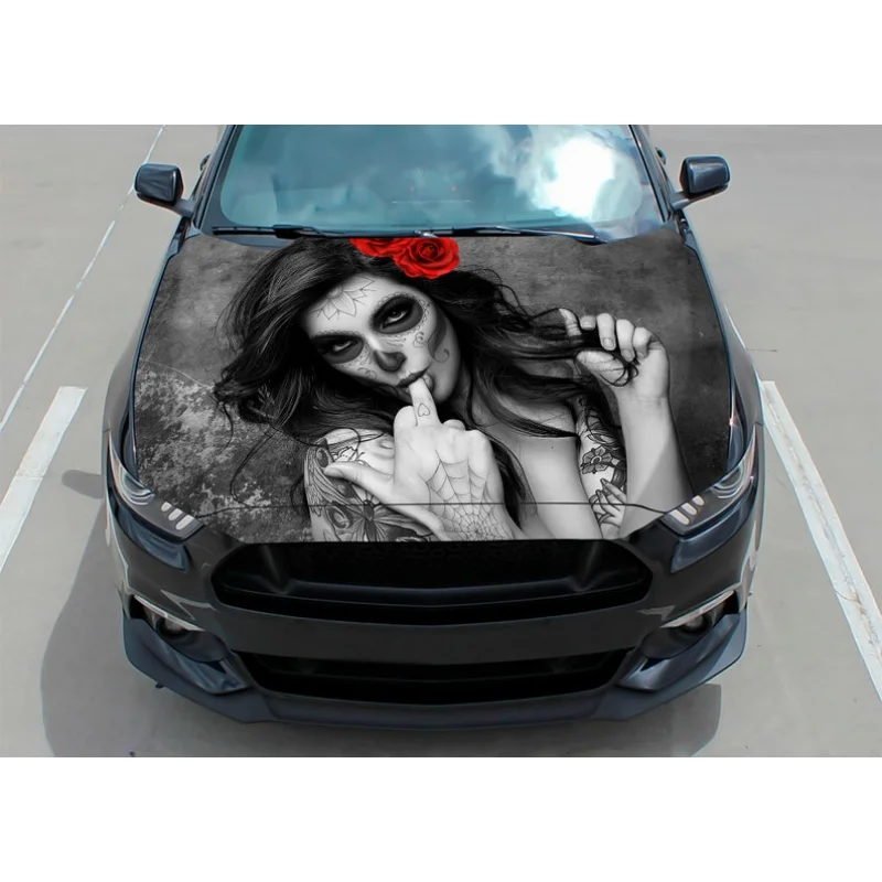 

Фотообои, наклейка, девушка, с изображением черепа, черепа, винил, наклейка, день мертвецов, графика грузовика, наклейка на капот, F150