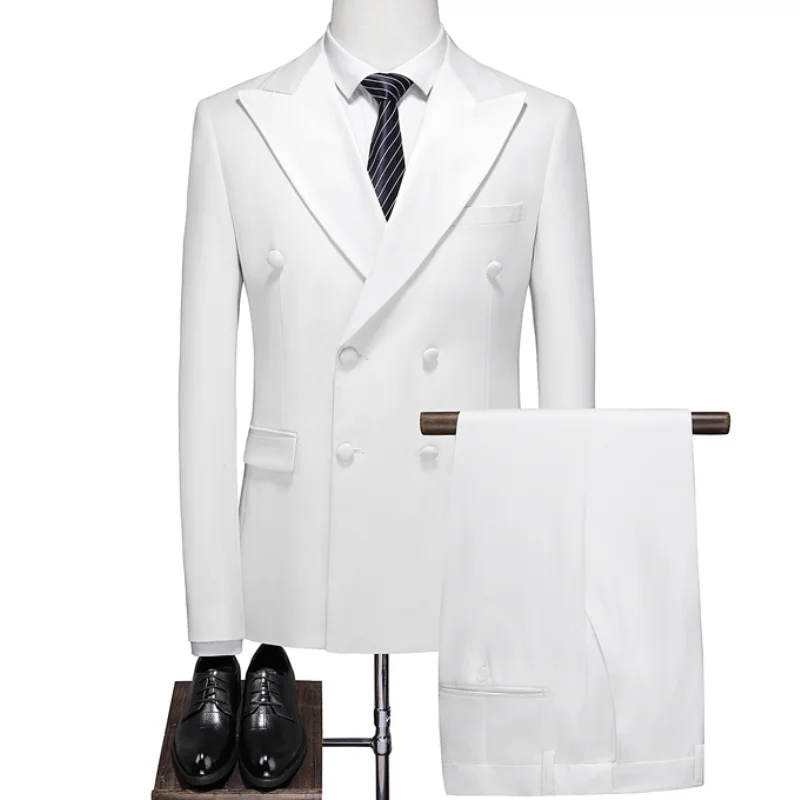 

[Jacket+Vest+Pants]Fashionable men's solid color casual suit double-breasted slim-fit men's business banquet suit XL 3XL 4XL 5XL