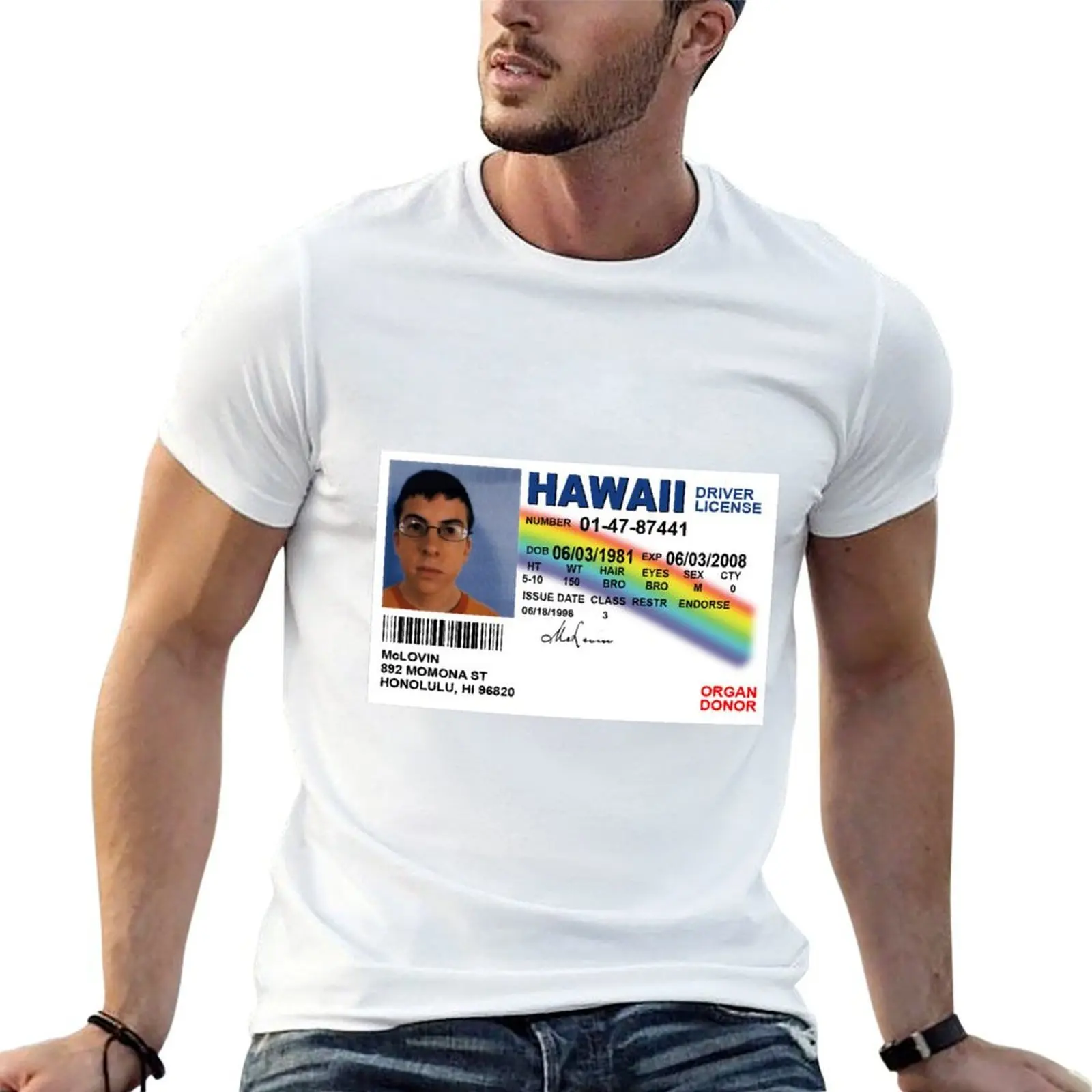 Фото Футболка McLovin fake id Superbad, дышащая спортивная футболка для мужчин №1