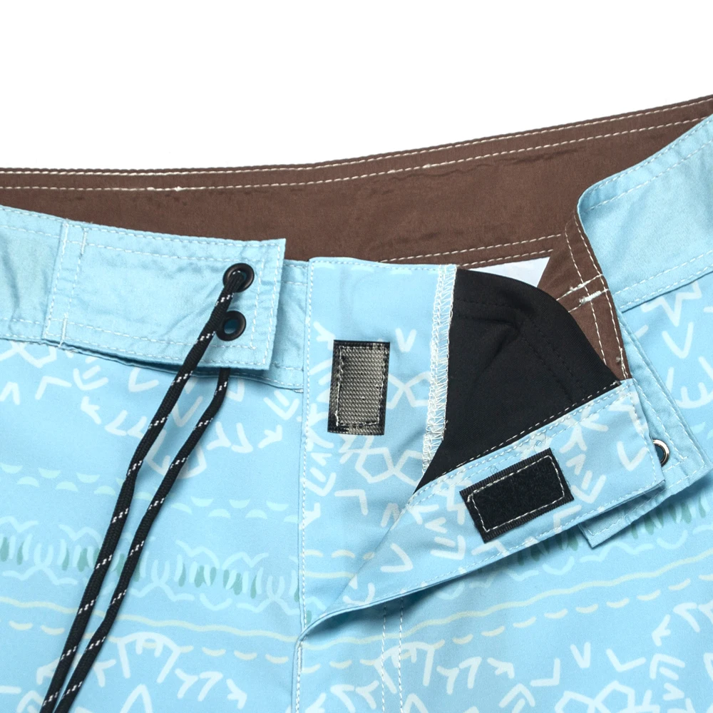 Мужские шорты для серфинга синие пляжные с цветочным принтом плавания