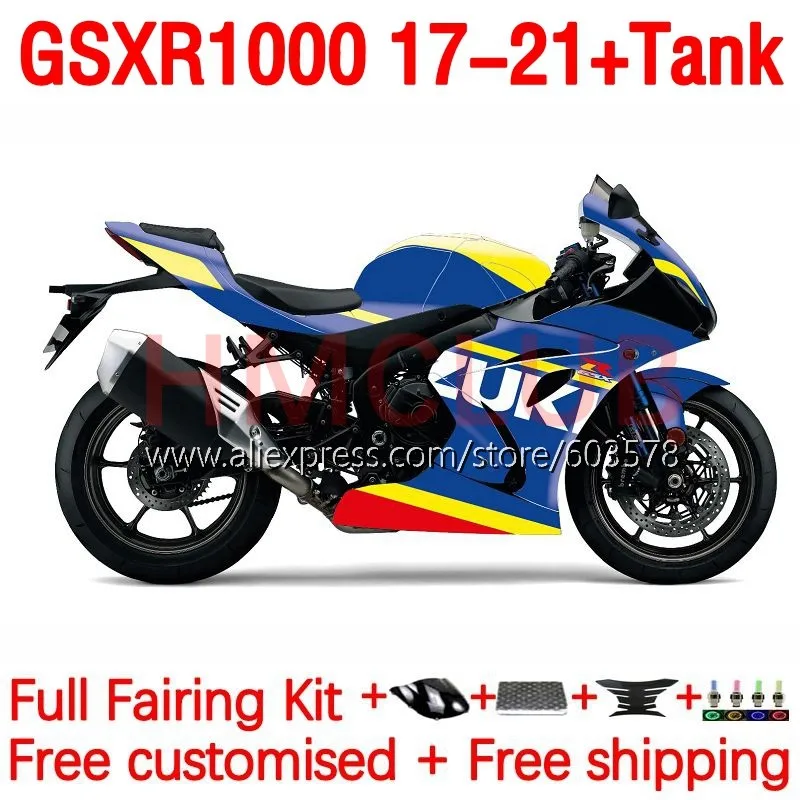 

+Tank K17 Body For SUZUKI GSXR 1000 CC GSXR1000 17 18 19 20 21 GSXR-1000 2017 2018 2019 2020 2021 Fairing 173No.141 glossy blue