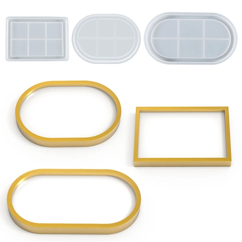 

DIY Tray Resin Mould Craft Oval Rectangular Plate Dish Ashtray Mould for Resin Epoxy Mould for Office Home Decor Supply
