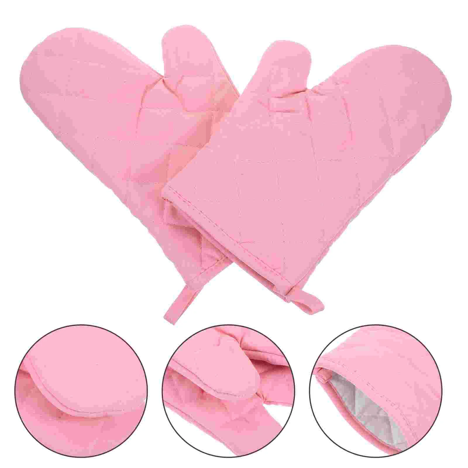 

1 Pair of Thickened Oven Glove Heat Resistant Polyester Mitts Kitchen Baking Glove Hand Protector