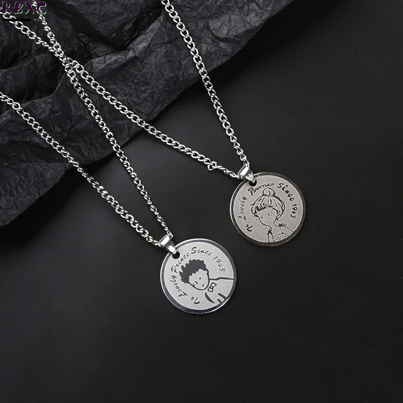 

Rbxc Little Princess Prince Titanium Steel Necklace Couple Necklace Versatile Cool Wind Hip Hop Disco Pop Cool Chain Fashion