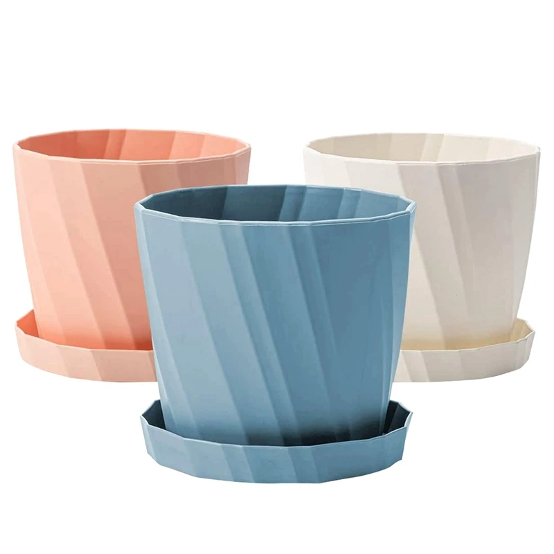 

3PCS 6.6 Inch Plant Pot Plastic Planter Colorful Succulent Pots, Plant Pots With Drainage Holes Pot For Indoor Outdoor