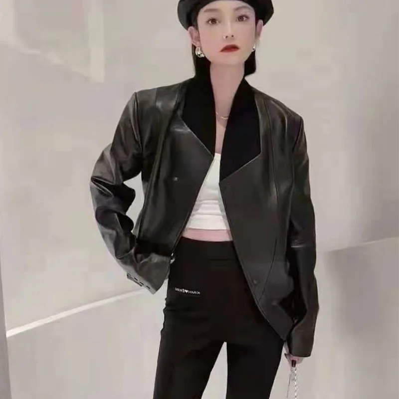 2022 New Women Leather Jacket Genuine Leather Jacket Fashion Sheepskin Coat S14