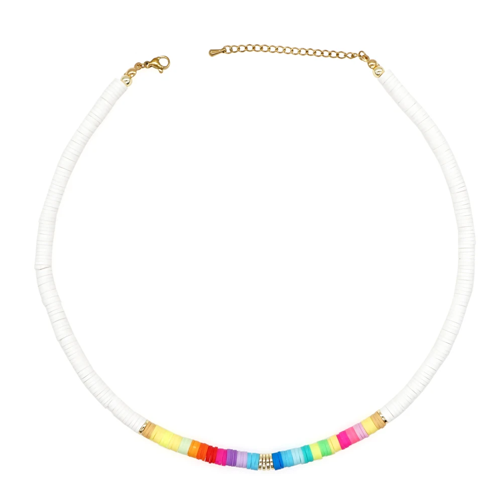 

Go2boho Summer Muti-Color Woman Festival Handmade Letter and Smile Face Clay Necklace with Wholesale Price and Good Quality