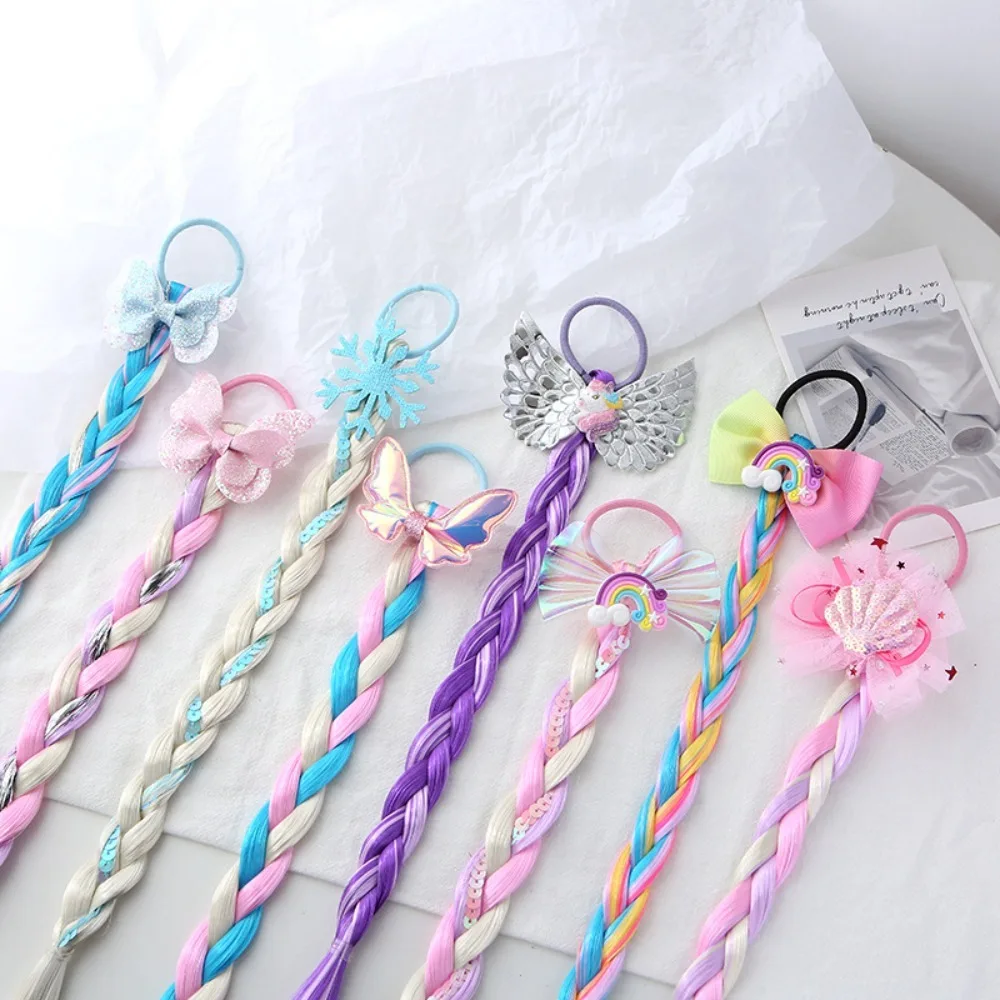 

Girls Cartoon Bow Ponytail Butterfly Colorful Braid Headband Cute Kids Rubber Bands Fashion Hair Accessories