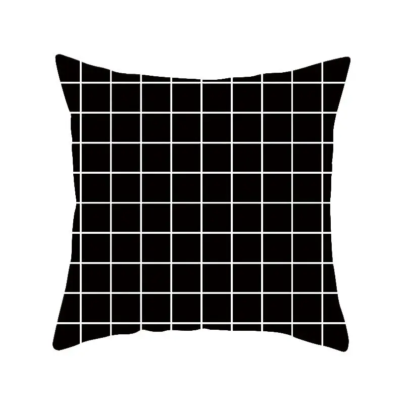 

Home Decorative Geometric Sofa Cushion Cover 100% Polyester Black and White Striped Plaid Square Pillowcase 45x45cm