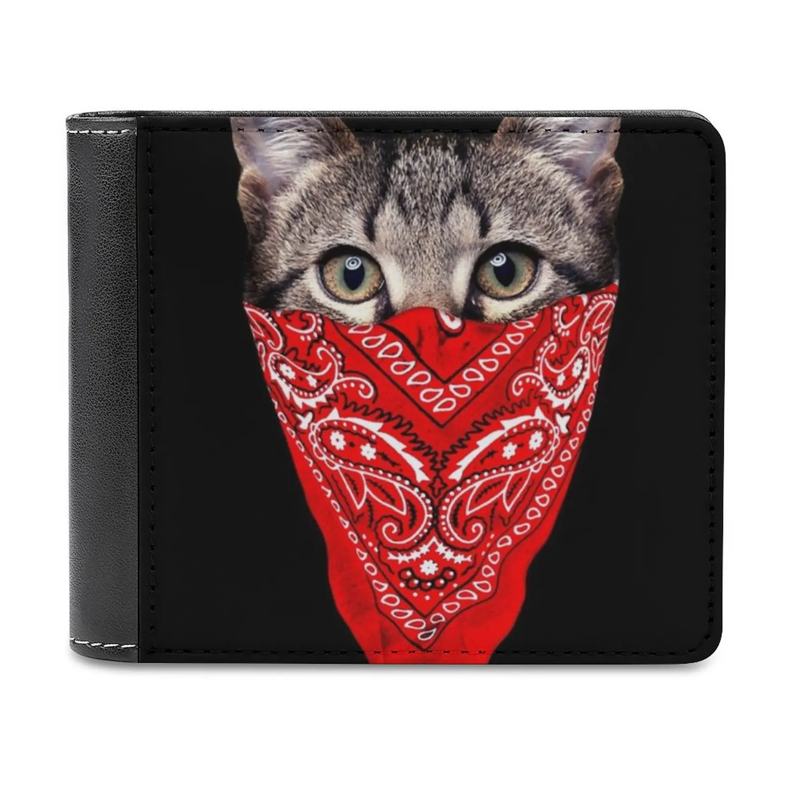 

Gangster Cat Soft Men Wallets New Purse Credit Card Holders For Male Purses Men Wallet Cat Bandana Gangster Cool Animals Kitten