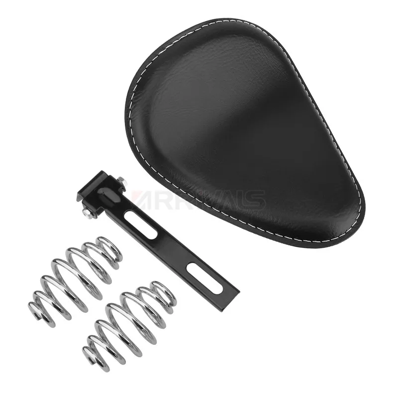 

Мотоциклетное кожаное седло в стиле ретро, черное кожаное соло-сиденье для Harley Custom Chopper Bobber Honda Yamaha Kawasaki Suzuki