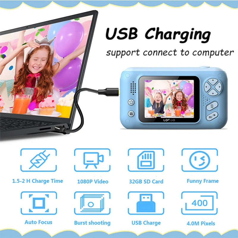 Ручная камера для детей со штативом и HD-экраном 2 4 дюйма Детская цифровая