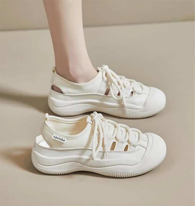 Летние парусиновые туфли с вырезами для женщин Студенческая обувь маленькие