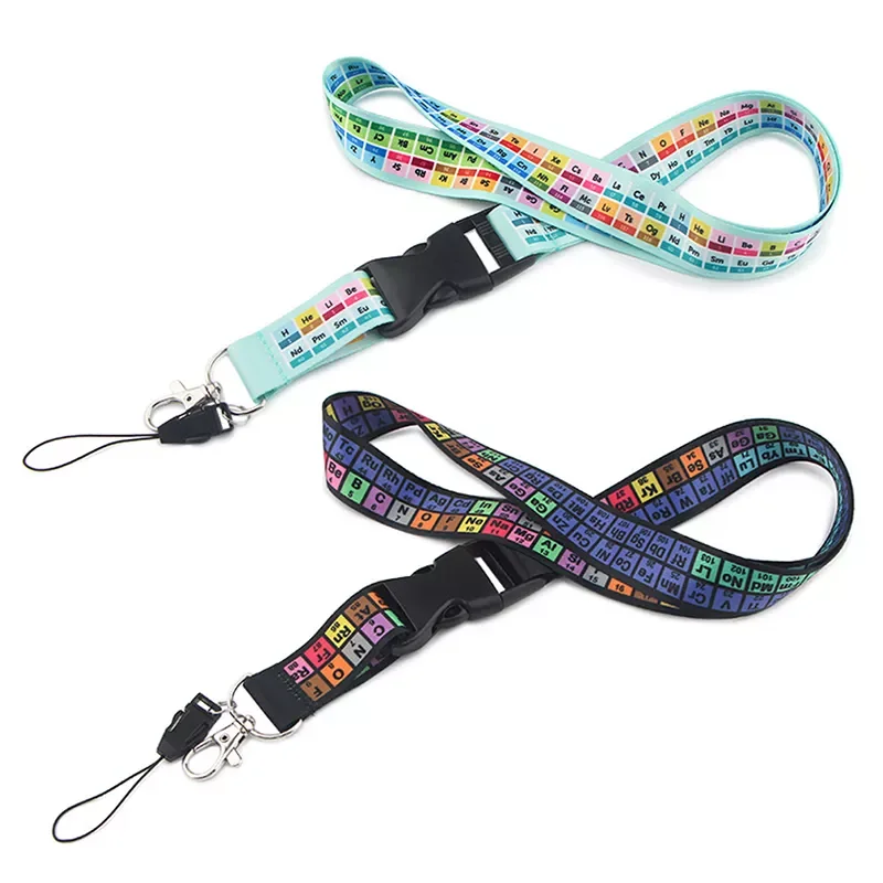 

1PC Colorful Print Neck Straps Keychain Cell Phone Rope Teachers Gift Chemistry Periodic Table Of Elements Lanyards Key Chain