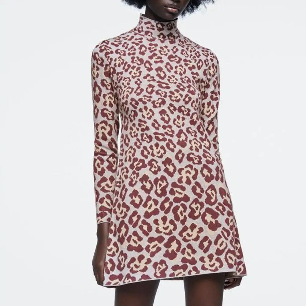 Ueteey Winter New Za Women's Animal Print Knitted Dress  Streetwear  Summer Dress