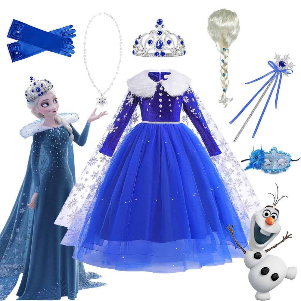 Frozen Girls Costumes Elsa Dress Halloween Party Cosplay Princess Clothes Snow Queen Children Fancy Dress Up Xmas Role Playing