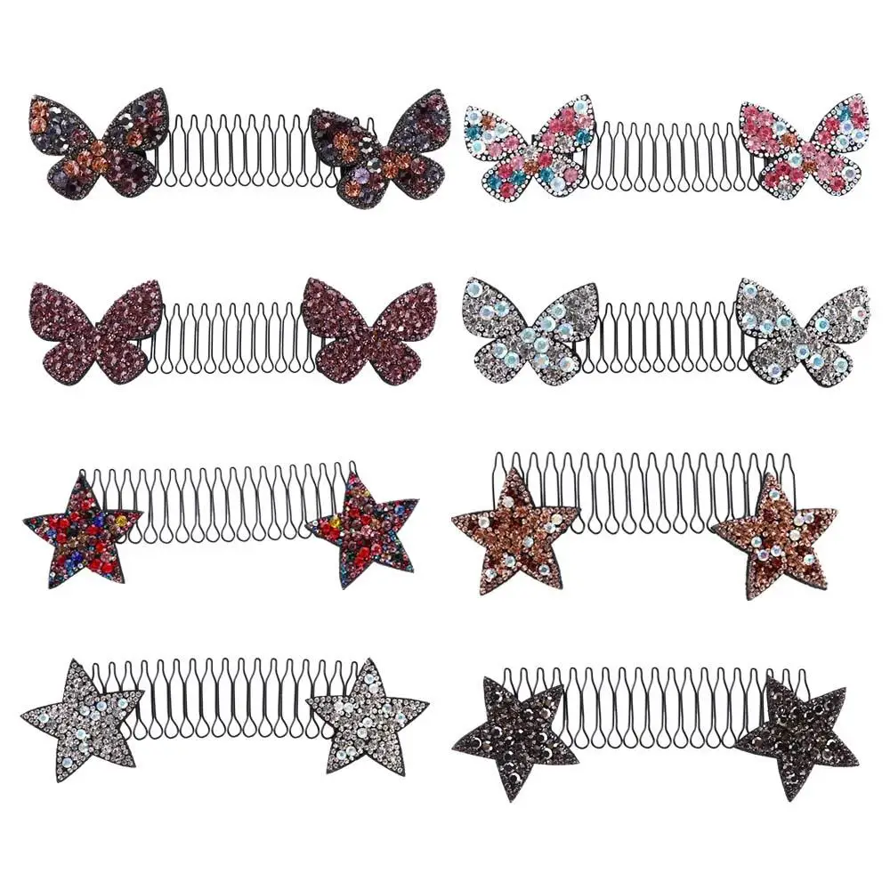 

Star U Shape Hair Styling Comb Sweet Bow Rhinestone Invisible Extra Hair Holder Butterfly Headwear Spring Hair Comb Lady