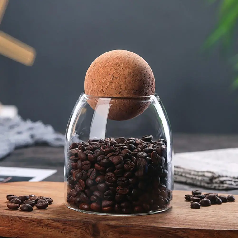 

Transparent Glass Sealed Can Glass Storage Tank Food Spice Grains Container with Wood Lid for Serving Tea Coffee Spice Sugar