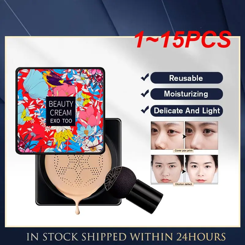 

1~15PCS Cream Air Cushion Foundation Cream Mushroom Head CC Cream Concealer Whitening Korean Makeup Cosmetic Waterproof Face