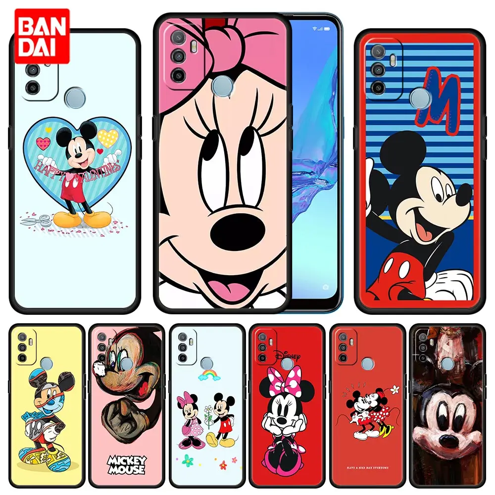 

Mickey Minnie Cool Case for Oppo A53 A52 A3s A5s A9 A15 A31 A54 A74 A93 A94 F19 Pro 4G 2020 Silicone Capinha Funda Cover Black