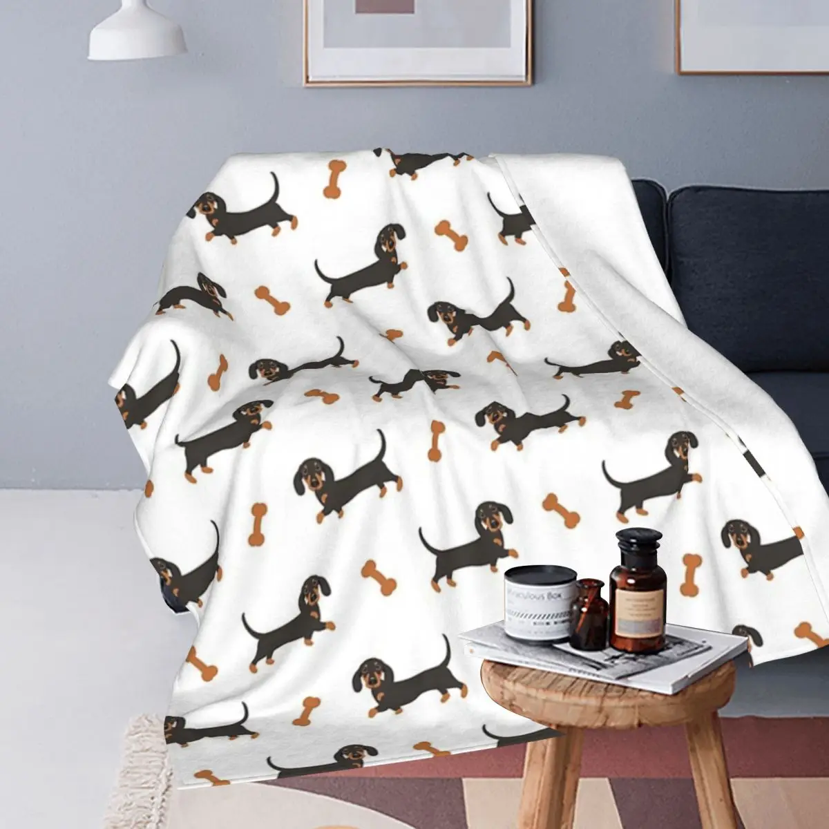 Мягкое фланелевое одеяло с рисунком таксы сосисок