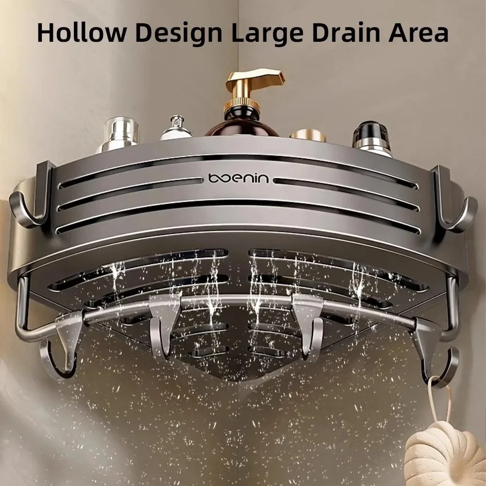 1-2 Шт. Угловая Полка Для Ванной Комнаты С Крючком Вешалка Полотенец Алюминиевая