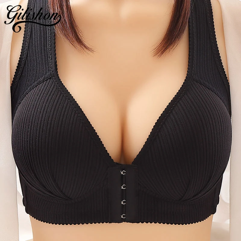 

Sexy Large Size Women Bra Front Button Type Underwear Seamless Bralette Comfortable Without Steel Ring Gather Lingerie Fit Top
