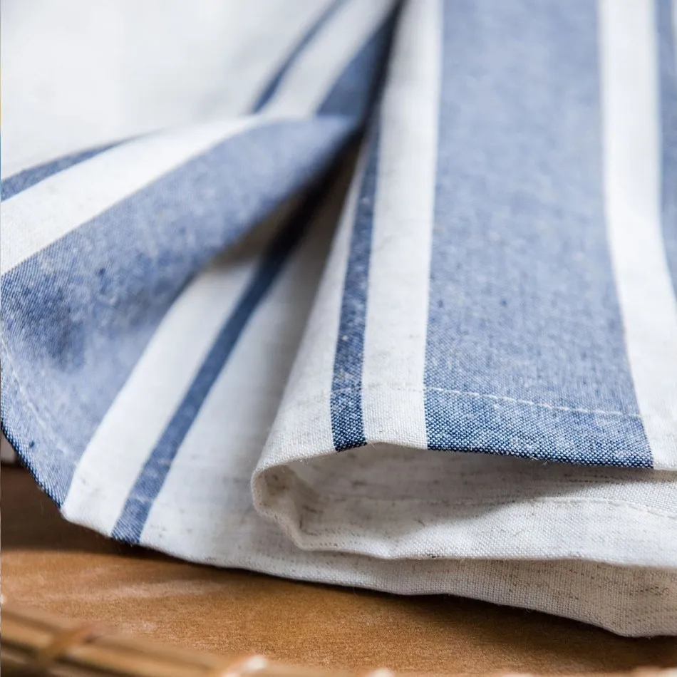 Полосатые темно-синие красные американские занавески из хлопка и льна