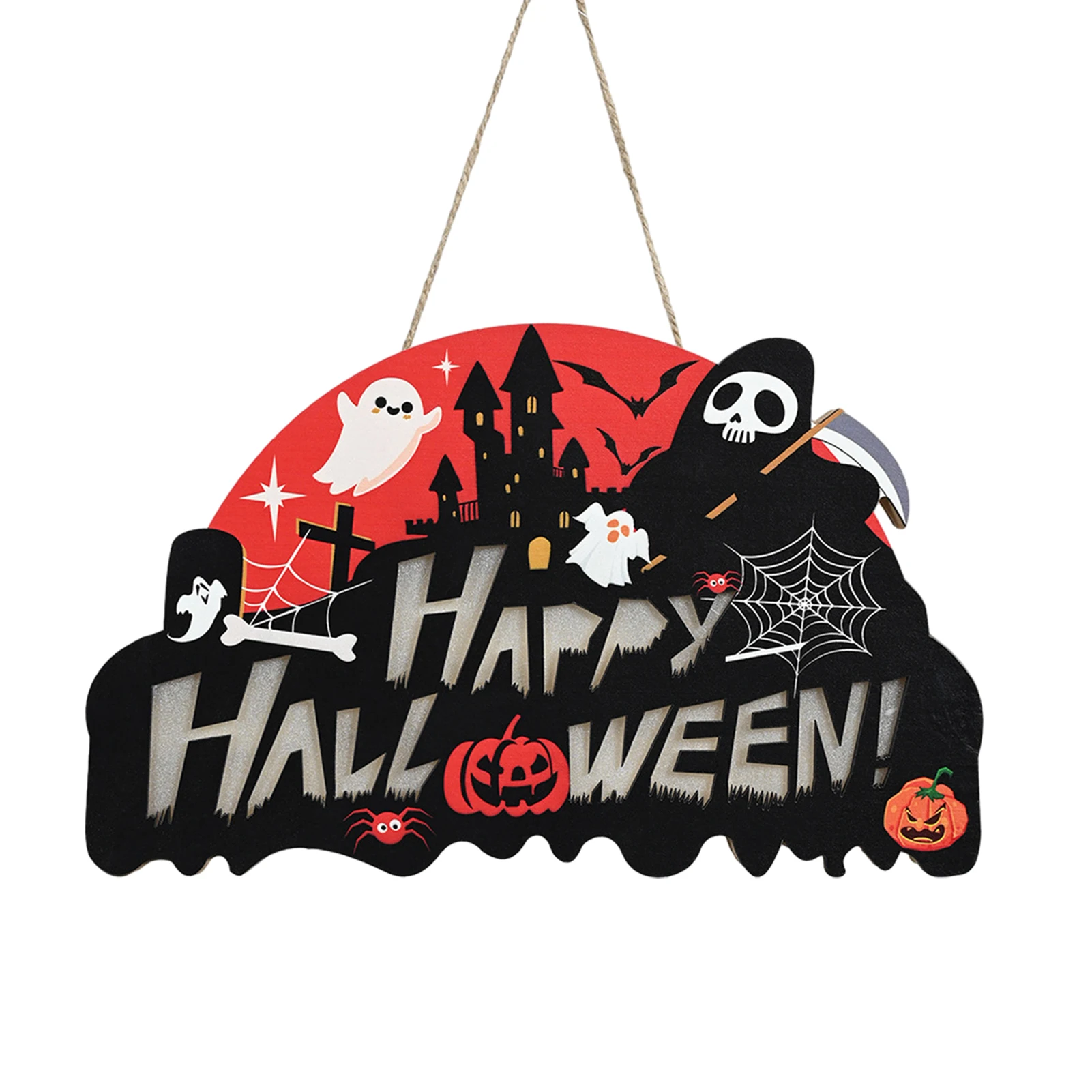 

Halloween Decoration With Rope Backdrop Crafts Entryway Home Office Window Front Door Sign Easy To Hang Durable Garland LED Sign