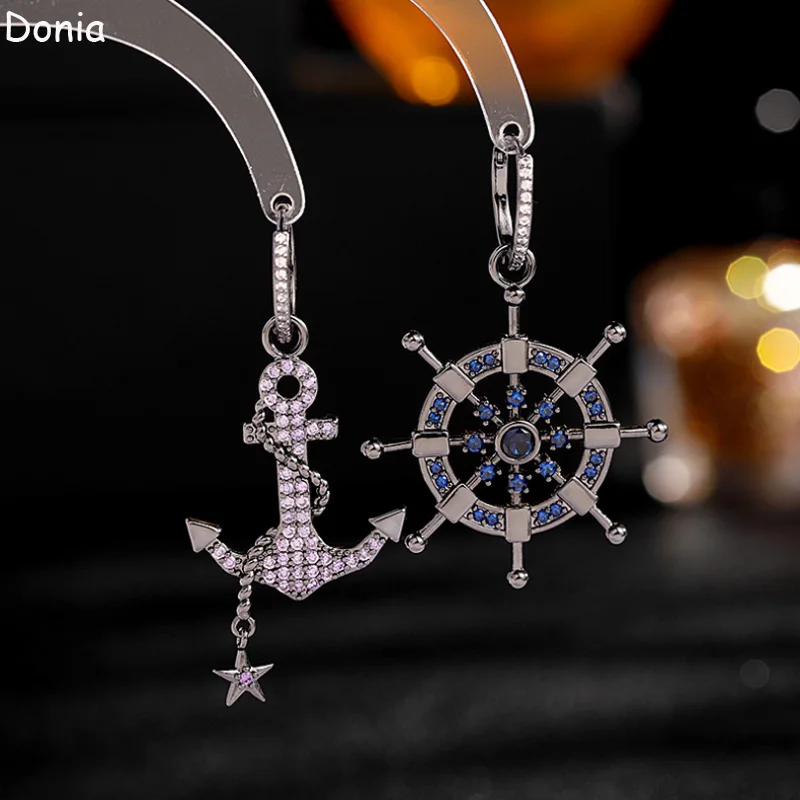 

Donia Jewelry European and American fashion anchor copper micro-inlaid AAA zircon earrings vintage palace luxury earrings