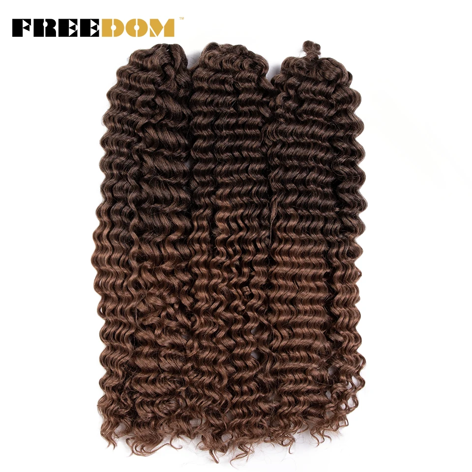 FREEDOM Deep Wavy Crochet Hair Synthetic Deep Curly Hair Crochet Braids 150g Ombre Blonde Braiding Hair Extensions For Women
