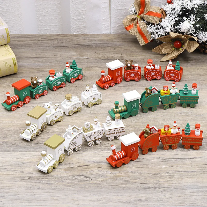 

Wooden Train Christmas Ornament Merry Christmas Decoration for Home Decor Xmas Gifts Noel Natal Navidad Happy New Year Decor Cow
