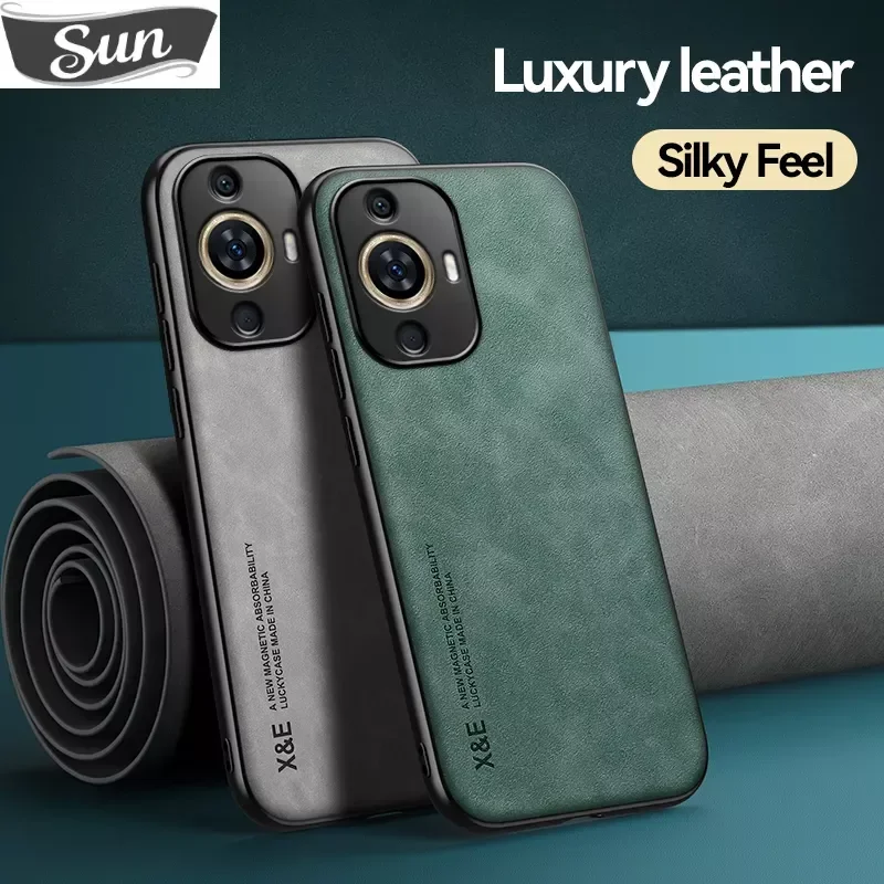 

For Huawei Nova 11 Pro Case Luxury Magnetic Leather Phone Case For Huawei NOVA 11 Nova 11Pro Car Holder Shockproof Back Cover