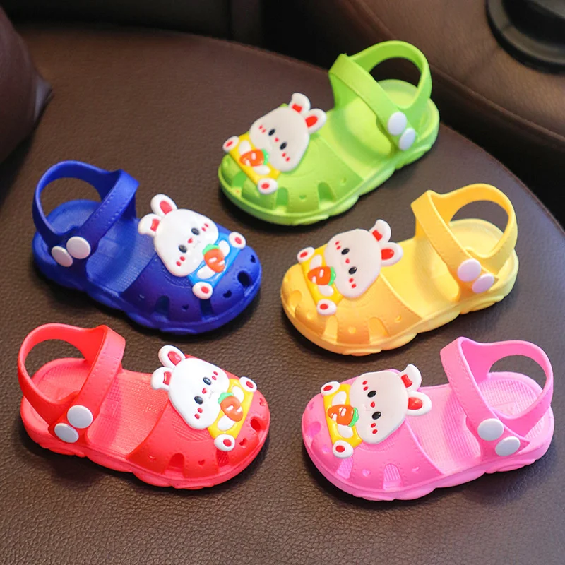 

Summer Baby Girls Rabbit Sandals Toddler Boys Shoes Soft-Soled Flat Beach Cute Sandals Children's Collision Avoidance Shoes