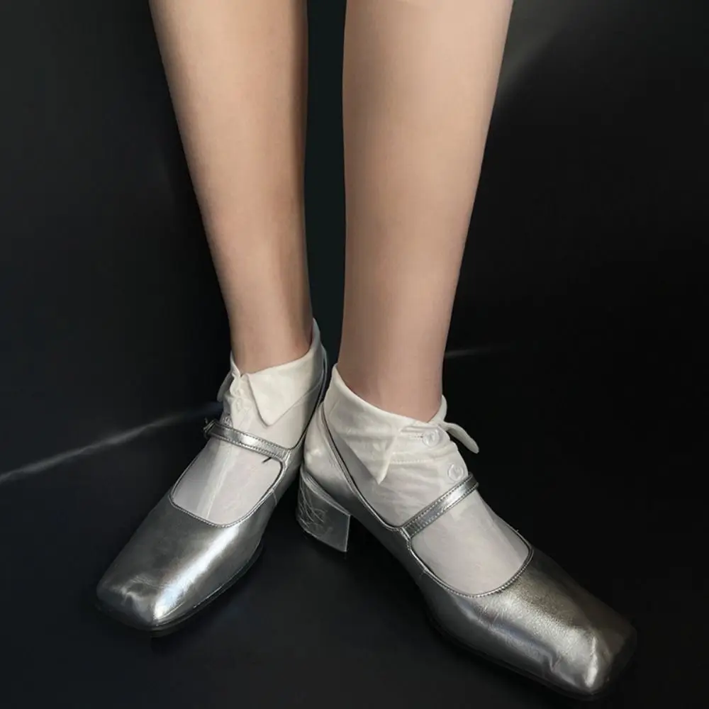 Удобные короткие носки до щиколотки на пуговицах новинка с воротником-поло