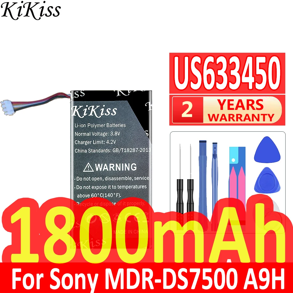 

Мощный аккумулятор KiKiss 1800 мАч для Sony US633450 A9H MDR-DS7500, bluetooth-гарнитура, цифровая батарея