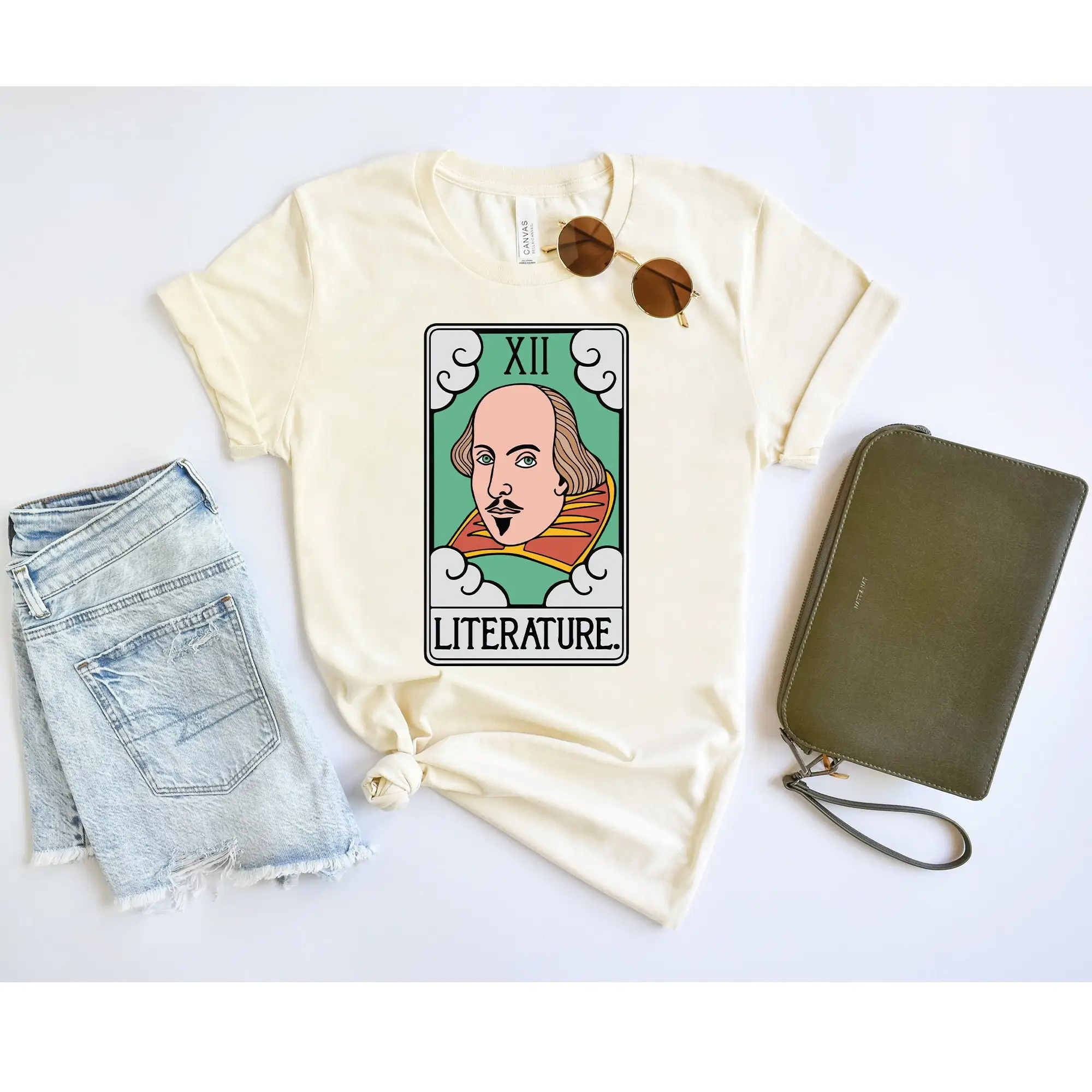 Литературная футболка Шекспир Карта Таро для чтения учителя библиотекарская