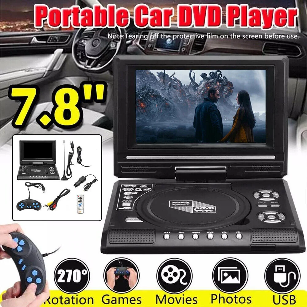 

7.8 Inch 16:9 Widescreen 270° Rotatable LCD Screen Home Car TV DVD Player Portable VCD MP3 Viewer with Game Function
