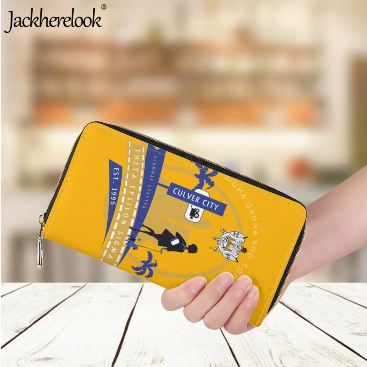 

Jackherelook Sigma Gamma Rho Sorority PU Leather Wallet for Ladies Long Money Bag Luxury Brand Business Bank Card Holder Purse