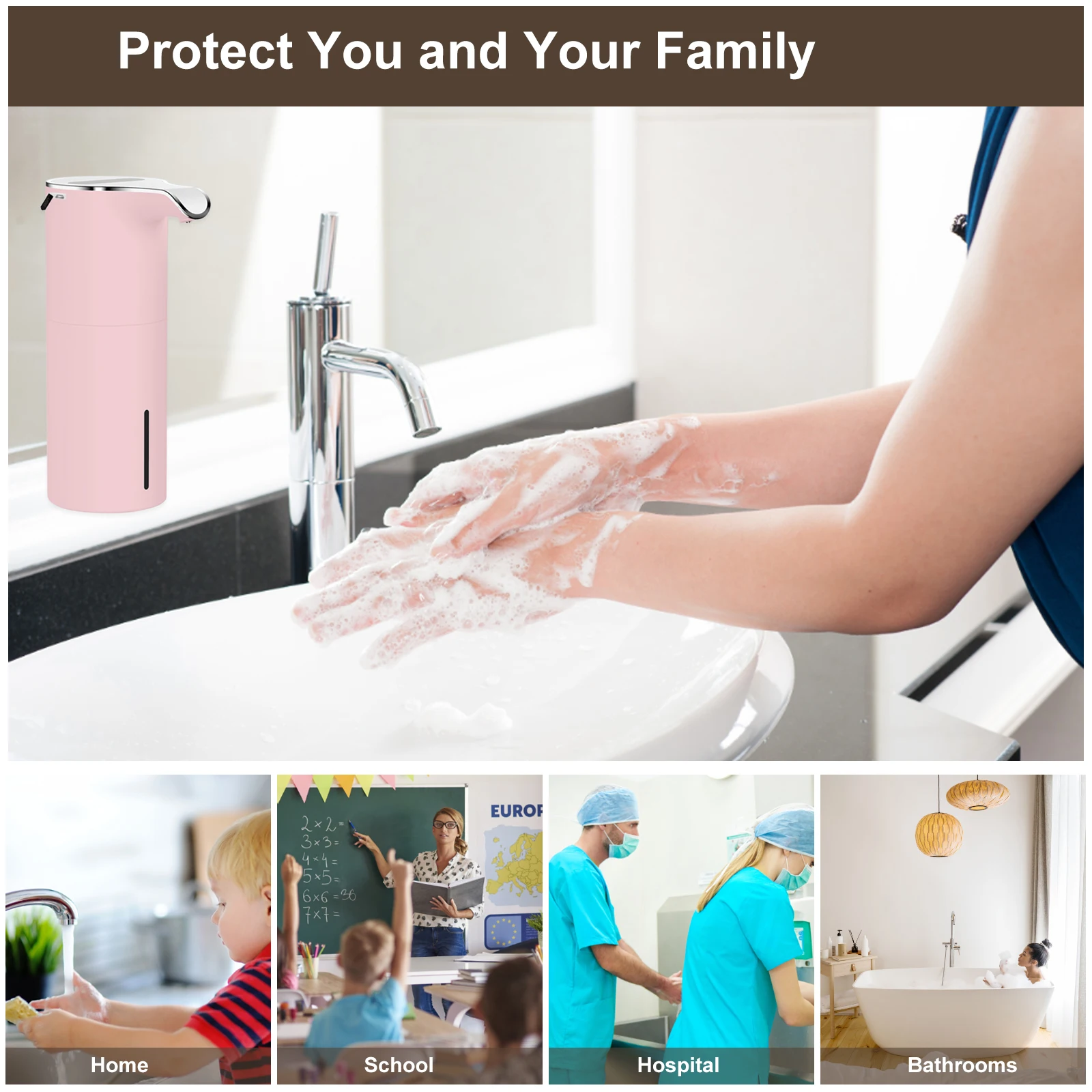 

Автоматический индукционный диспенсер для мыла, умный Бесконтактный дозатор мыла с зарядкой, для кухни и ванной комнаты